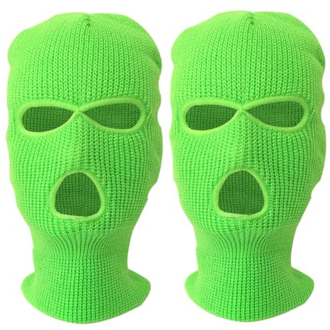 LIGUARD 2er-Pack Skimaske, 3-Loch-Maske zum Skifahren und Reiten, Outdoor-Sport, winddicht und UV-beständig, mehrfarbig optional, Neongrün, Einheitsgröße