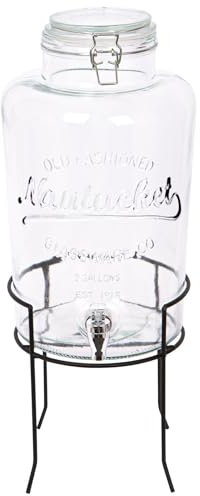 Rink Drink 8.7L Drinks Dispenser with Tap & Stand - Large Home Kitchen Outdoor Black Tap Water Dispensing Jug Indoor Juice Punch Bottle for BBQ, Party, Picnic, Events, Buffets