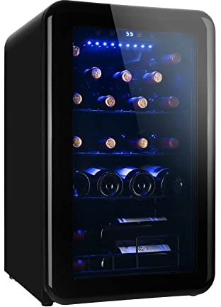 Cantina refrigerata per vino indipendente con sistema a compressore, cantinetta per vino da appoggio a zona singola da 24 bottiglie con ripiani regolabili, refrigeratore per champagne con 39 ℉-7