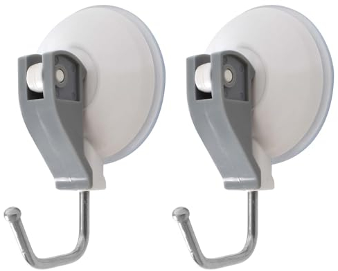 Lot de 2 Crochets à Ventouse Sous Vide, Crochets Porte Serviette Amovibles Puissants en Plastique, Grands Supports Muraux Crochets Ventouse Charge de 5 KG pour Cuisine, Salle de Bain, Sans Perçage