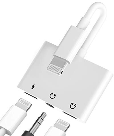 Adattatore Cuffie per Apple(3in1)Accessori Caricabatterie Auricolari Jack 3,5mm per iPhone 14 13 12 11 Pro Max 7 8 Plus X SE XS XR per iPad Air Sdoppiatore Lightning Porta Cuffiette Ricarica Cavo Aux
