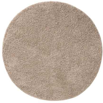 benuta Basic Hochflorteppich Soho - beige ø 160 cm rund - Kuschelig Weicher Teppich im Minimalistischen Look - Pflegeleicht - Fußbodenheizung Geeignet