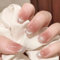 KAVI' S 24pcs French Tip Stick on Nails Cat Eye Press on Nails Nude Gradient Glitter Fake Nails Ballerina Acrylic False Nails Jerry Glue for Women Girls Nail Art