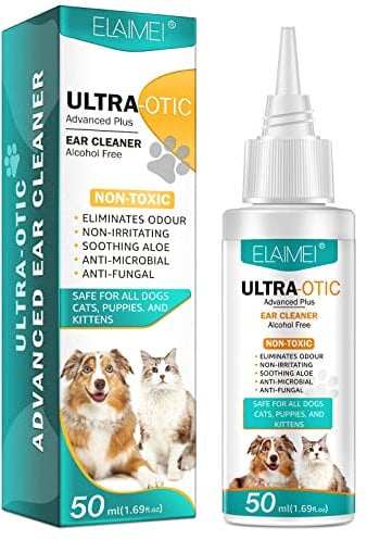 Dog Ear Cleaner, Ear Infection Treatment for Dogs Cats, Dog Ear Drops for Infection Antibiotics, Effective Eliminates Ear Odour, Dirt and Debris, Pets Ultra-Otic Advanced Ear Cleaner Solution (50ml)