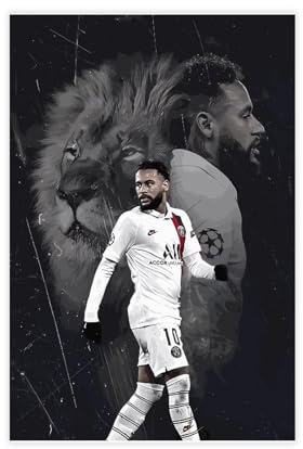 AMATWI Neymar Poster, Fußball-Poster, 73 cm, Leinwand-Poster, Schlafzimmer-Dekor, Sportlandschaft, Büro, Raumdekoration, Geschenk, ungerahmt, 30 x 45 cm