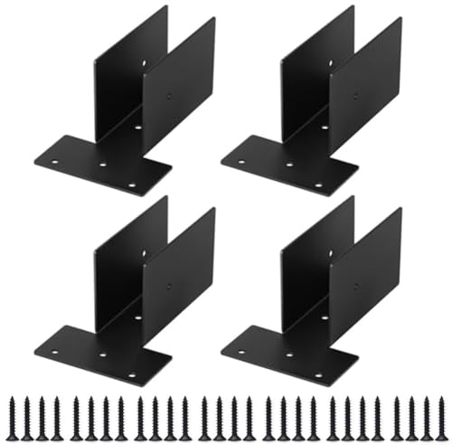4pcs 2x4 Pergola Side Top Mount Bracket, Heavy Duty Wood Fence Pergola Post Base Brackets Upper Joint Timer Lumber Kit for Gazebo, for Deck Railing Mailbox