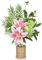 Hollyone Rosa Künstliche Lilien mit Glasvase Falsche Tigerlilie mit Grünpflanze in Vase Kunstblume Lilie Moderne Heimdekoration Tafelaufsatz Vielseitig Hochzeit Tischdekoration