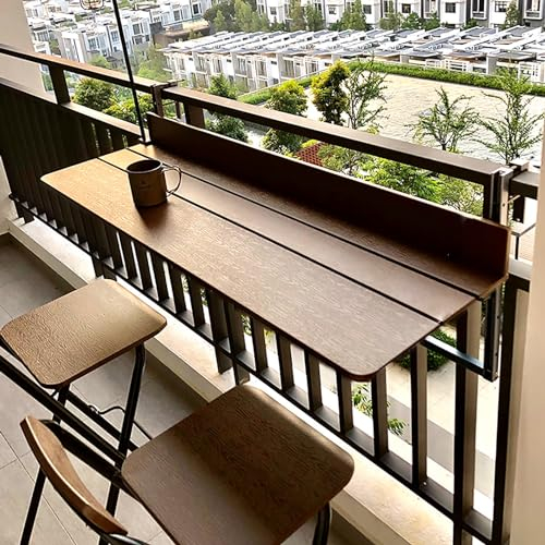 Balkontisch zum Aufhängen für Außengeländer - Klappbarer Terrassen-Schreibtisch für Gartendeck, Bar-Hubtisch für den Innen- und Außenbereich, platzsparender Klapp-Hängetisch