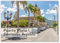 Karibik Altstadt Straße, Kirche, Unabhängigkeitsplatz, tropische Pflanzen, Palme, Bergblick, Puerto Plata, Dominikanische Republik, Kühlschrankmagnet