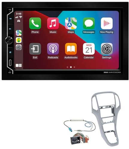 ESX VMX700DAB 2-DIN Autoradio kompatibel mit Wireless Apple CarPlay Android Auto Bluetooth DAB+ passend für Opel Astra J ab 2009 Platin