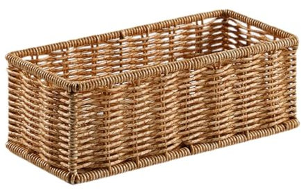 Kuntesetty Cesta de Mimbre de imitación, Bandeja Rectangular de tocador de baño de Mimbre Vintage para Dormitorio, salón, cocina, M