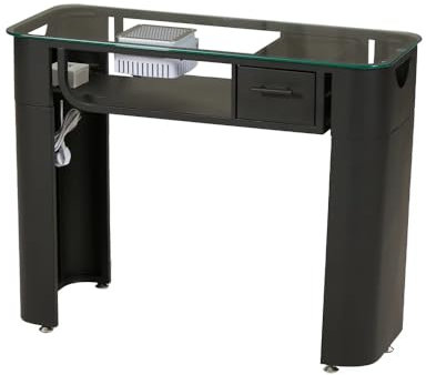 Nageltisch aus gehärtetem Glas mit leistungsstarker Staubabsaugung Farbe Schwarz - Größen Einzel 100cm*40cm*78cm, Doppel 160cm*40cm*78cm
