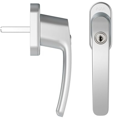 AXA Sicherheits Fenstergriffe - Oval Roma - Fenstersicherung Dreh-Kipp - Mit Zylinder SKG2-3 Positionen - 90˚ - 37 mm - Aluminium