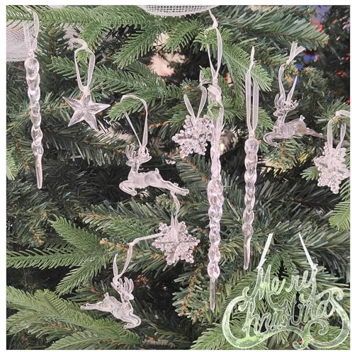 Addobbi Natalizi Per La Casa Albero, 23pcs Decori Natalizi Per Albero Acrilico Decorazione Per Albero Di Natale Chiaro Addobbi Di Natale Per Albero Fiocco Di Neve Ciondolo Decorazione Albero Di Natale