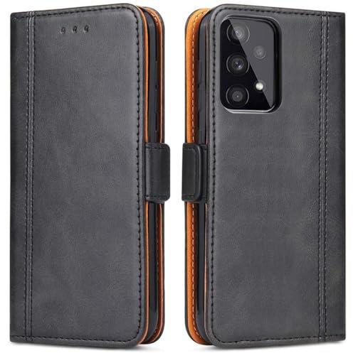 Bozon Handyhülle für Samsung Galaxy A53, Leder Handytasche Kartenfach Klappständer Magnetisch Lederhülle für Samsung Galaxy A53 5G Hülle, Schwarz