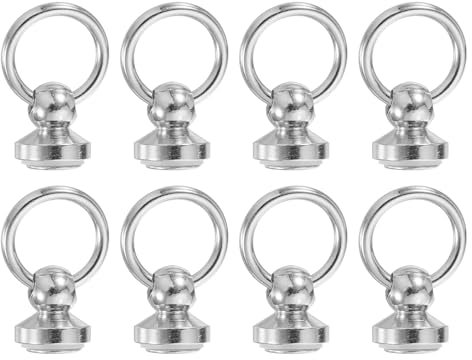 sourcing map 8Pcs Screw Round Head Rivet, 9.5mm Pull Ring Rivet Fasteners, Screw Rivet Studs for DIY Leather Craft Belts Purse Handbags (Chrome Color)