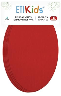 2 Rodilleras color Rojo termoadhesivas para planchar. Coderas para proteger tu ropa y reparación de pantalones, chaquetas, jerseys, camisas. 16 x 10 cm.