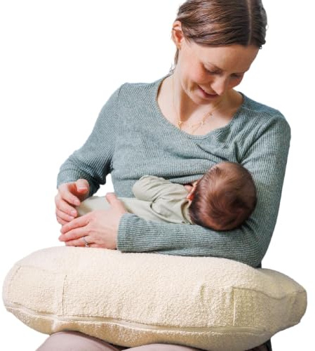 Boppy Nursing Pillow with Luxe Fabric Cover, Oatmeal Boucle, Larger, More Supportive Pillow for Breastfeeding and Bottle Feeding; Firmer and Higher Than Original, w/Premium Cover; JPMA Certified