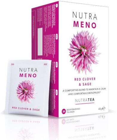 Nutra Tea NUTRAMENO - Menopause Tea | Red Clover Tea - Perimenopause Relief For Women. Includes Red Clover, Sage & Shatavari Root - 40 Individual Wrapped Bags - Herbal Infusion (2 Pack)