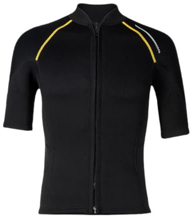 LeeQinersw Men's Short Sleeve Wetsuit Top with Front Zip, Ideal for Water Sports, XXL