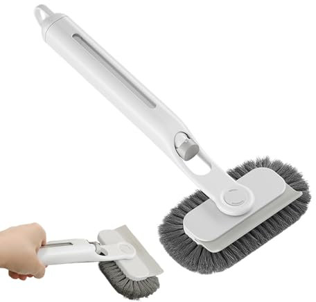 Scrub Brush Shower, Tile Cleaning Brush with Built-in Soap Dispenser, Multi-Functional Household Scrubber 11.81 x 5.51 inches for Window, Tracks, Bathroom Corners, Hinges