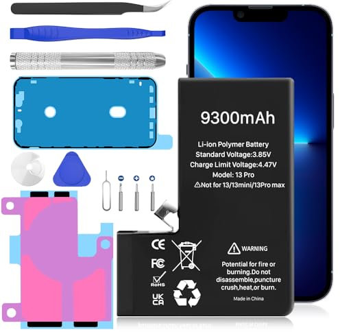[9300mAh] Batterie pour iPhone 13 Pro(Nouvelle Version 2025), Batterie de Remplacement à Ultra Haute capacité BOANV à 0 Cycle avec Kits d'outils de Remplacement Professionnels