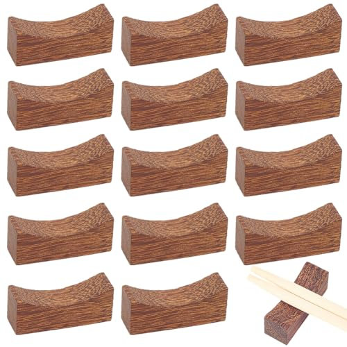 CRASPIRE 24Pcs Wooden Chopstick Rest Chopsticks Holder Stand Brown Natural Wood Arch Shape Dinner Spoon Fork Brush Pen Tableware Decoration Rack Set for Home Hotel Restaurant Kitchen Table Accessories
