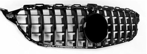 NYSQOJFNF Kühlergrill vorne GT R ​​Panamericana Style Schwarz Mit Kameragitter Für Mercedes C-Klasse W205 2015–2019 C43 C300 Für AMG-Paket Nebelscheinwerfergitter