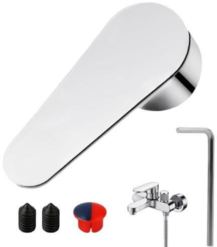 Hebelgriff für Wasserhahn, 1 Stück Wasserhahn Hebelgriff, Einhebelgriff, Wasserhahn Hahn Griff Mit Knopf Und Stellschraube, Ersatz-Wasserhahn für Küche, Bad, Badewanne und Dusche