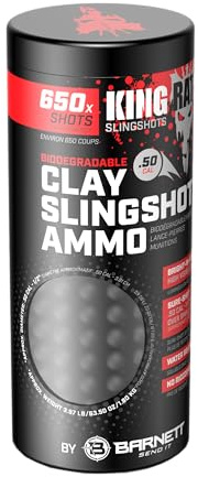Barnett Clay Slingshot Ammo — 650 Count Biodegradable .50 Cal Clay Pellets — Bright-in-Flight High Visibility, Water-Soluble, No Ricochet — Compatible with All Slingshots