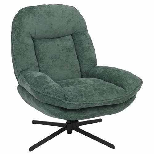 Mendler Relaxsessel HWC-P32, Fernsehsessel Nosagfederung Polstersessel, drehbar Metall Stoff/Textil Chenille (370 g/m²) - grün