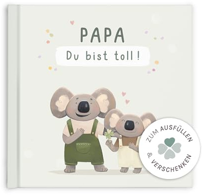 mintkind® Geschenkbuch Papa Du bist toll – illustriertes Buch von Kindern für Papa mit Sprüchen und Ausfüllseiten – persönliches Geschenk zum Geburtstag, zu Weihnachten oder Vatertag