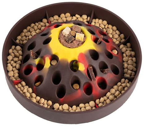 PEGGY11 Silicone Slow Feeder Dog Bowl for Medium & Large Dogs | Volcano Design, Anti Gulp Feeding Bowl to Prevent Choking & Bloating, Interactive Puzzle Bowl, Dishwasher Safe
