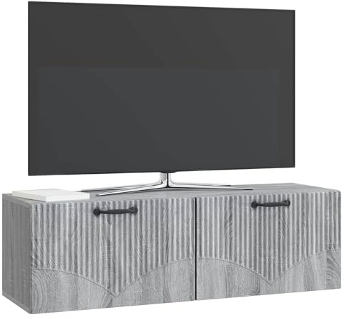 vidaXL Wandmontierter TV-Schrank Graues Sonoma 98 x 31 x 30 cm, Moderner Wohnbereich, Rechteckiger Wandschrank, Viel Stauraum, Schlichtes Design für die Haushaltsorganisation