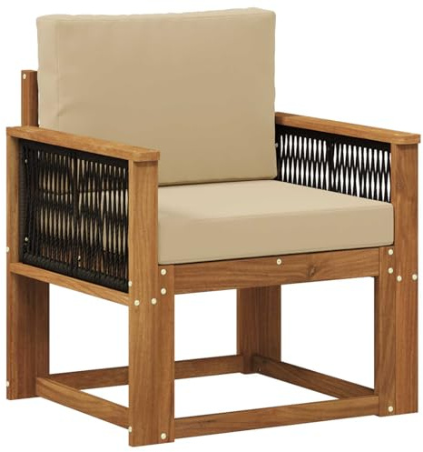 vidaXL Outdoor Mittelsofa Massivholz Akazie Natur, Garten-Sofa, modernes Eckmöbel, wetterfestes Loungeset, Terrasse Sitzgruppe für draußen