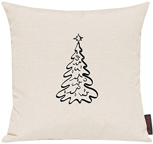 Shirtinstyle Sofakissen, Kissenbezug, Kissenhülle, Motiv Weihnacht Tannenbaum Weihnachtsbaum, Größe 40 x 40cm, Farbe Elfenbein
