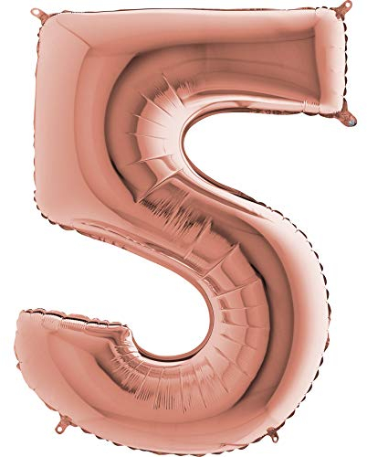 Grabo XXL Riesen Zahlen Folienballon 102 cm (40) Farbauswahl – Perfekte Deko für Geburtstage, Jubiläen & Feiern – Happy Birthday Party-Highlight - für Helium und Luft! Wiederverwendbar! (Rosegold, 5)