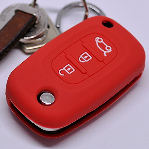Soft Case Schutz Hülle Auto Schlüssel für Renault Twingo Clio Smart Forfour Klappschlüssel 3 Tasten Remote/Farbe Rot