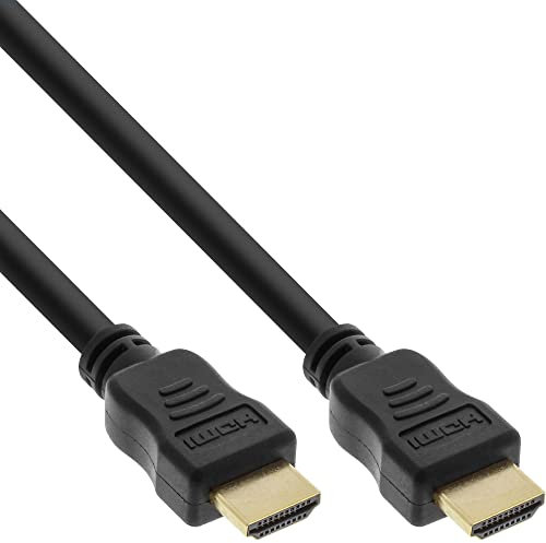 InLine® HDMI Kabel, HDMI-High Speed mit Ethernet, Premium, Stecker/Stecker, schwarz/Gold, 0,3m