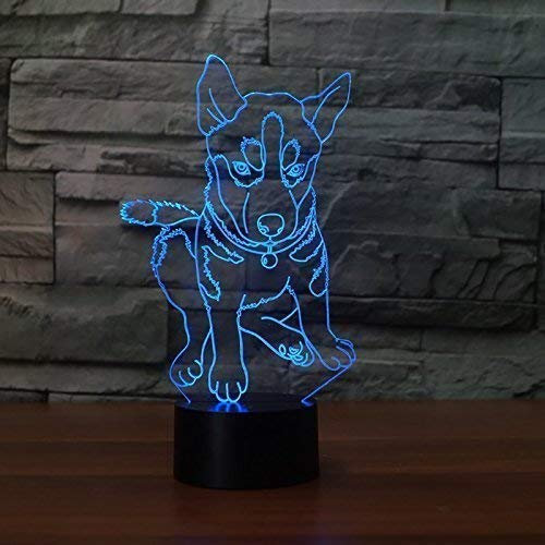 Optical Illusions 3D Husky Hund Nacht Licht LED Lampen Tolle 7 Farbwechsel Berühren Tabelle Schreibtisch USB-Kabel für Kinder Schlafzimmer Geburtstagsgeschenke Geschenk