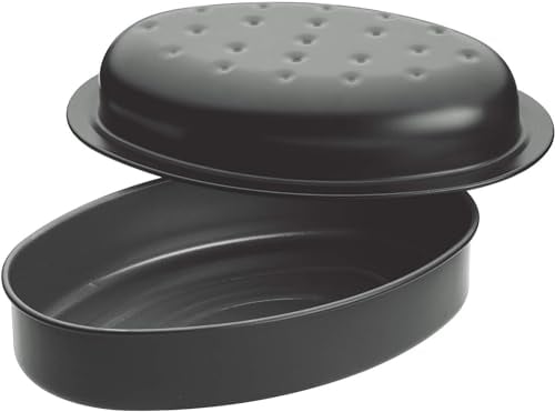 Chabrias Ltd Vitreous Enamel 33cm Long Life Roaster with Lid, Black, Made in England by Chabrias LTD
