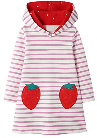 VIKITA Robe Enfant Broderie Appliquée Fleur Été Coton Enfant Fille 1-8 Ans JM7167 4T,Rose