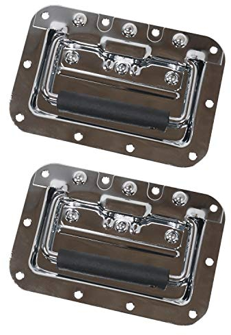 HMF 14992-09 Klappgriff 2er Set | Einbauschale | Gefedert | 16 x 10,7 cm | Silber