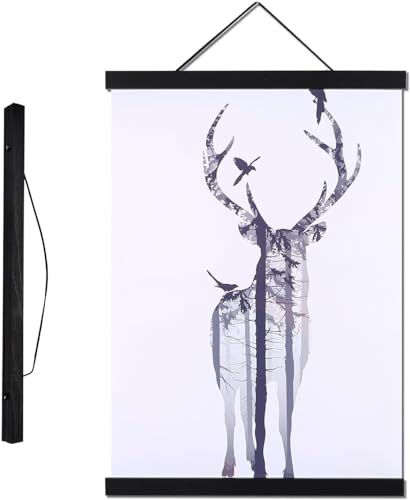 DEWIN Posterleiste, Posterleiste 30 cm, Magnetischer Poster Fotorahmen für selbstgemachte Poster, Scroll-Drucke, Kunstwerk-Aufhänger, Schwarz