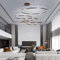 FUMIMID LED Pendellampe Wohnzimmerlampe Pendelleuchte Mit Kronleuchter Moderne Esstischlampe Aluminium Runde Acryl Beleuchtung Deckenleuchte,Braun,5laps20+40+60+80+100cm