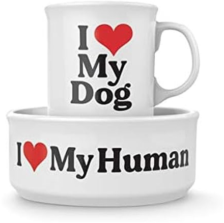 Genuine Fred Howligans - Mug + Dog Bowl - Love Dog, White