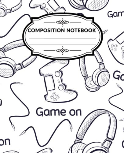 Video Game Composition Notebook: Level Up Wide-Ruled Tech 7.5 X 9.25, 100 Pages For Kids Teens Adults And Gamers