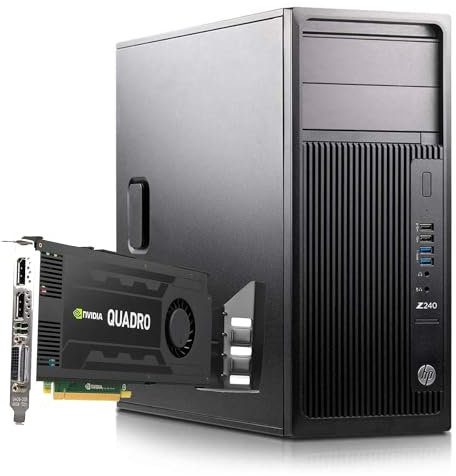 HP Ordinateur Fixe Station de Travail Z240 avec processeur Intel i7-6700, 16 Go de RAM, 480 Go SSD, Carte Graphique Nvidia Quadro K4200 4 Go et système d'exploitation Windows 10pro (Reconditionné)