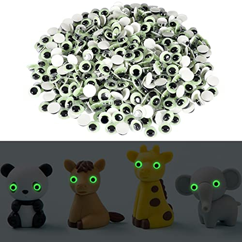 UPINS Wackelaugen Selbstklebend, 500 Stück Leuchtende Selbstklebende Wackelaugen Kunststoff Kulleraugen Selbstklebend für DIY Kunsthandwerk Aufkleber Dekoration 8mm