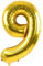 Luftballon 9. Geburtstag Zahl 9 Gold 40 Zoll XXL (100cm) Folien ballon 9 Jahre Mann Frau Geburtstagsdeko Party, Jubiläum Hochzeit Dek-fliegt mit Helium